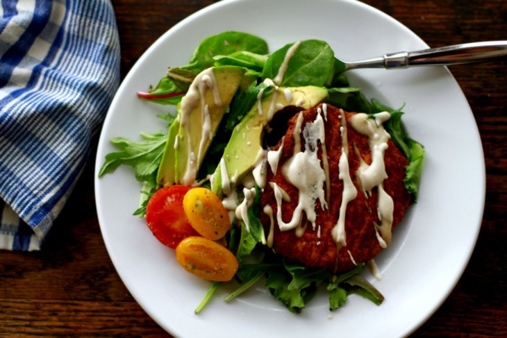 savory chickpea burger salad