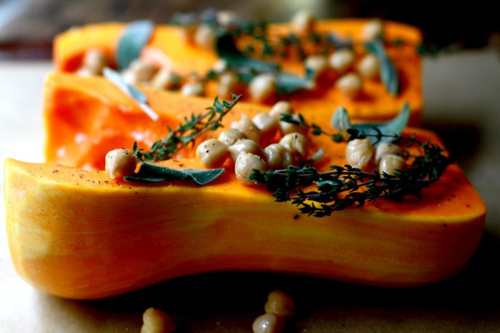 butternut squash with maple tahini sauce