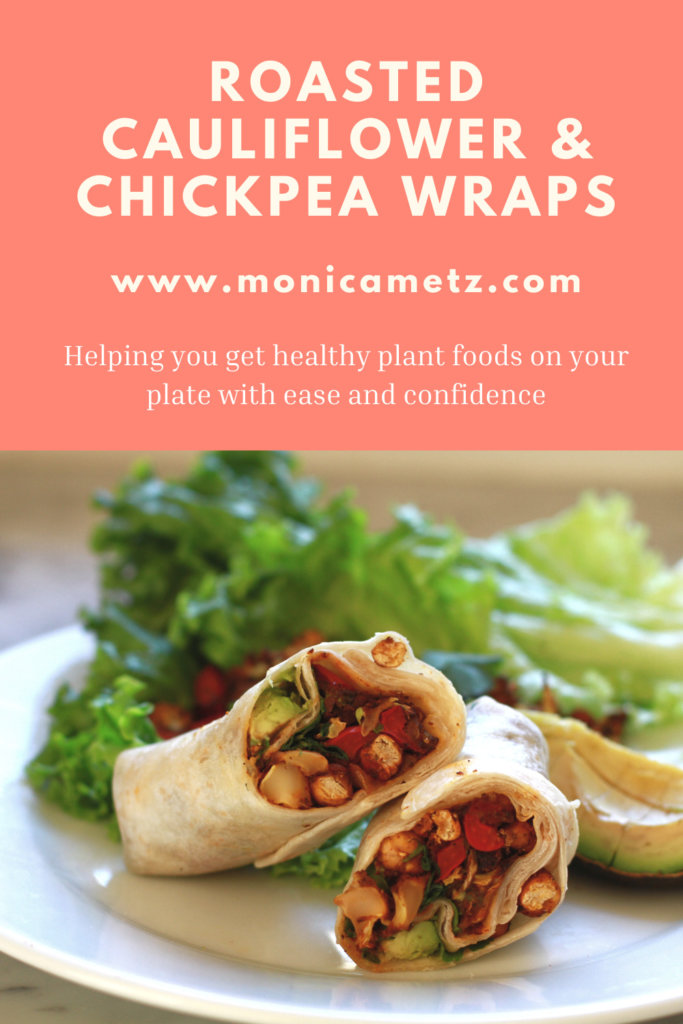 roasted cauliflower and chickpea wraps